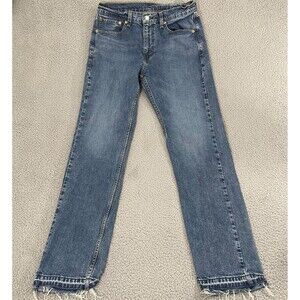 Levi’s 505 Jeans Men 32x32 Blue Straight Leg Medium Wash Raw Hem Denim